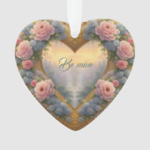 ビクトリアン金ハート、花とことわざ オーナメント (正面)