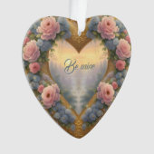 ビクトリアン金ハート、花とことわざ オーナメント (正面)
