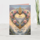 ビクトリアン金ハート、花とことわざ カード (正面)