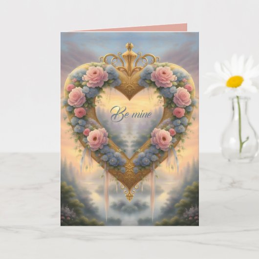 ビクトリアン金ハート、花とことわざ カード (小さな植物)