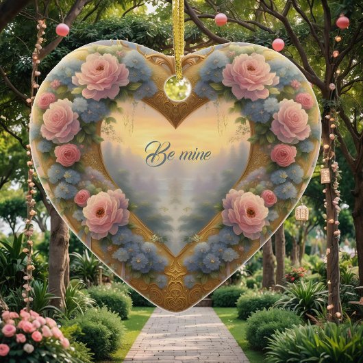 ビクトリアン金ハート、花とことわざ セラミックオーナメント