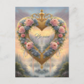 ビクトリアン金ハート、花とことわざ ポストカード (正面)