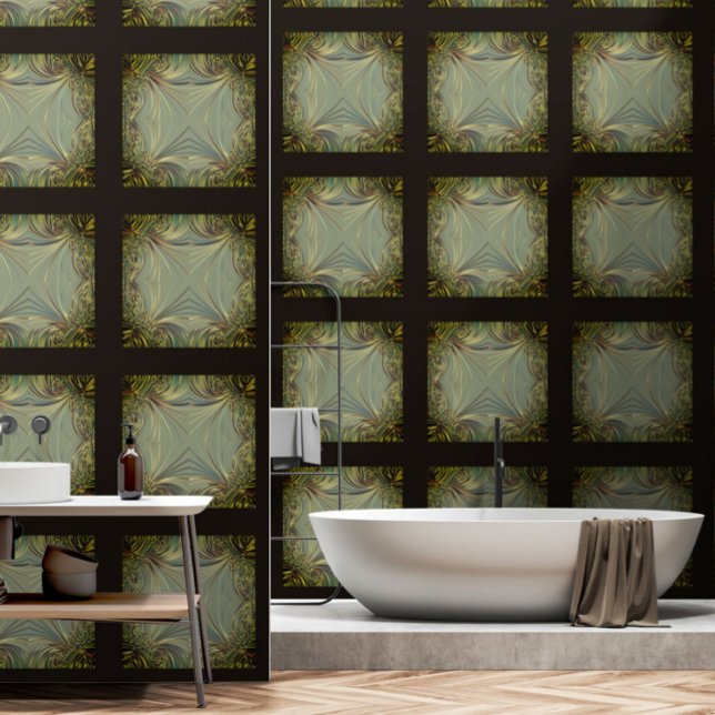 ビクトリアン錫タイル見た抽象芸術金ゴールド灰色の茶色 壁紙 (クリエイターアップロード済み)