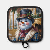 ビクトリアン雪だるまデザイン 鍋敷き (正面)