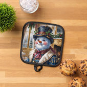 ビクトリアン雪だるまデザイン 鍋敷き (トップダウン)