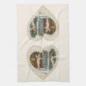 ビクトリアン風バレンタインデー ヴィンテージエンジェル便り付 キッチンタオル (縦)