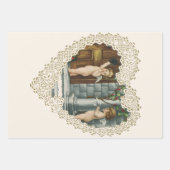 ビクトリアン風バレンタインデー ヴィンテージエンジェル 便のラブレター付き ラッピングペーパーシート (正面3)