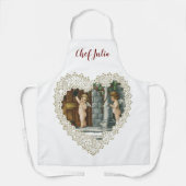 ビクトリアン風バレンタインデー ヴィンテージエンジェル 便の文字付き エプロン (正面)