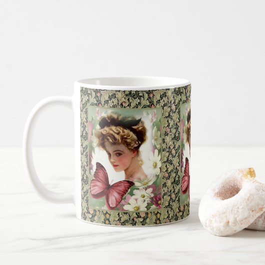 ビクトリアン風花柄マグカップ コーヒーマグカップ (ドーナツ)