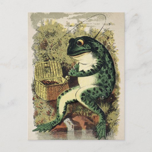 ビクトリアン魚釣りカエルはがき ポストカード (正面)