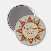 ビクトリアン16ポイント赤金ゴールドクリスマススターCC0964 マグネット (正面/裏面)