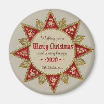 ビクトリアン16ポイント赤金ゴールドクリスマススターCC0964