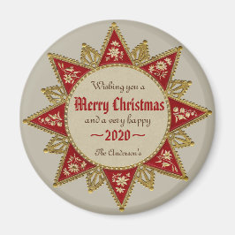 ビクトリアン16ポイント赤金ゴールドクリスマススターCC0964 マグネット