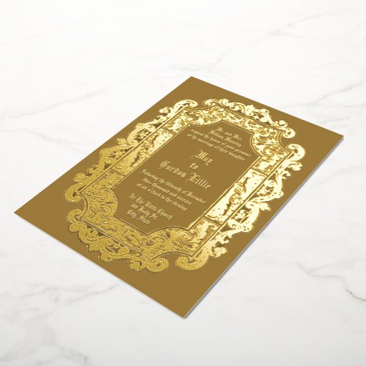 ビクトリアン1850年縁ど結婚巻 箔招待状 (回転した状態)