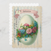 ビクトリアン イースター フラワー エッグ イースター エッグ ハント 招待状 (正面/裏面)