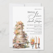 ビクトリアン ウェディング ケーキ フラワー ブライダル シャワー 招待状 (正面)