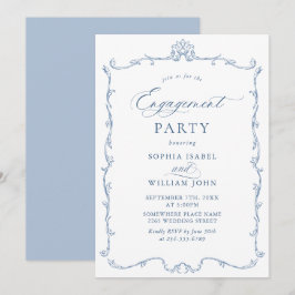 ビクトリアン オルネート グレイス ダスティーブルー 婚約パーティー 招待状