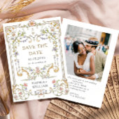 ビクトリアン オルネート グレイス フローラル フレーム ウェディング セーブザデート