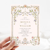 ビクトリアン オーナメント グレイス フローラル フレーム ウェディング 招待状