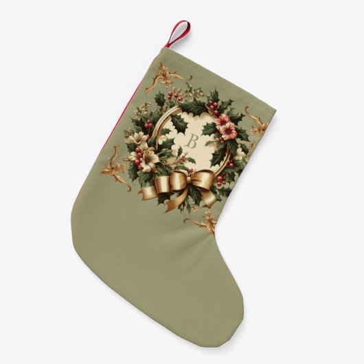 ビクトリアン/クラシックVintageクリスマス スモールクリスマスストッキング (正面 (吊り時))