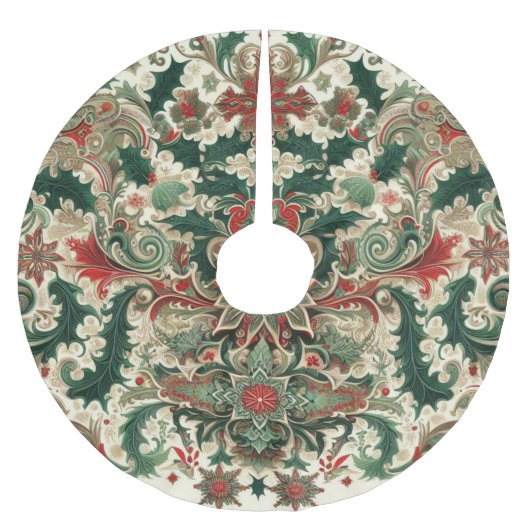 ビクトリアン/クラシックVintageクリスマス ブラッシュドポリエステルツリースカート (正面)