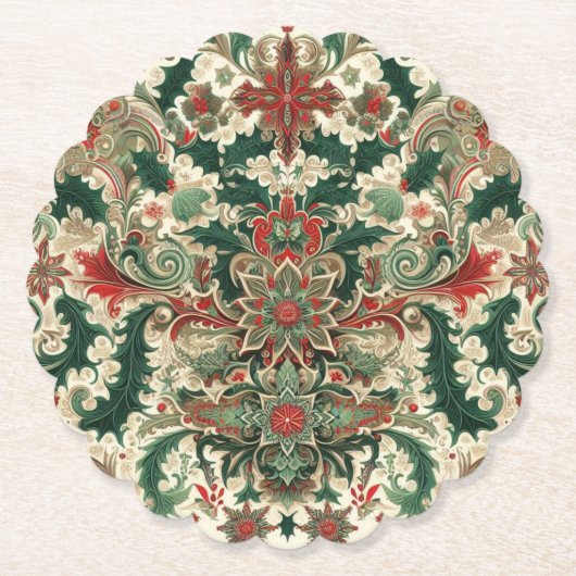ビクトリアン/クラシックVintageクリスマス ペーパーコースター (正面)
