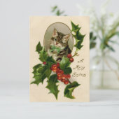 ビクトリアン・クリスマスの子猫とヒイラギの古風なトラ柄 (スタンド正面)