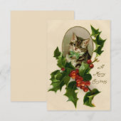 ビクトリアン・クリスマスの子猫とヒイラギの古風なトラ柄 (正面/裏面)