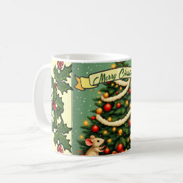 ビクトリアン クリスマス はぴねすマウス 赤 緑 ホーリー コーヒーマグカップ