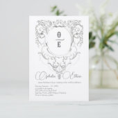ビクトリアン グレー モノグラムの紋章 結婚式 招待状 (スタンド正面)