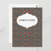 ビクトリアン ゴシック パーフェクト レッド & フクシア ローズ ポストカード (正面/裏面)