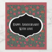 ビクトリアン ゴシック パーフェクト レッド & フクシア ローズ ワインラベル (シングルラベル)