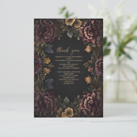 ビクトリアン ゴシック フラワー フレーム ウェディング シャワー フォト サンキューカード (スタンド正面)