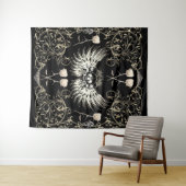 ビクトリアン ゴシック ロマンス スカル ウイングス & ホワイト ローズ タペストリー (インサイチュ(横))