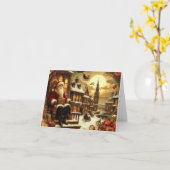 ビクトリアン サンタ 折りたたみ式グリーティング カード (黄色い花)