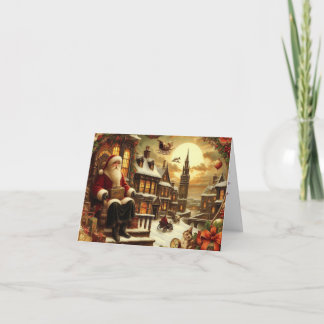 ビクトリアン サンタ 折りたたみ式グリーティング カード