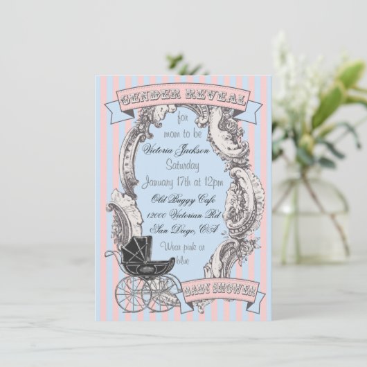 ビクトリアン・ジェンダーが赤ちゃんシャワーの招待を明らかにする 招待状 (スタンド正面)