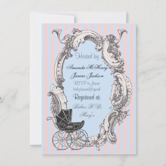 ビクトリアン・ジェンダーが赤ちゃんシャワーの招待を明らかにする 招待状 (裏面)