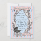 ビクトリアン・ジェンダーが赤ちゃんシャワーの招待を明らかにする 招待状 (正面)