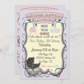 ビクトリアン・ジェンダーが赤ちゃんシャワーの招待を明らかにする 招待状 (正面/裏面)