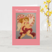 ビクトリアン スタイルの天使たち、記念日カード カード (黄色い花)