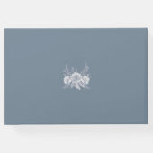 ビクトリアン-スタイル結婚の青と白い花 ゲストブック (裏面)