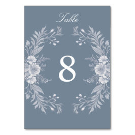 ビクトリアン-スタイル結婚の青と白い花 テーブルナンバー