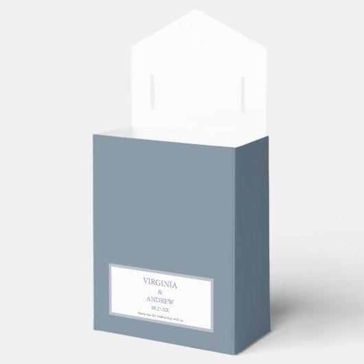 ビクトリアン-スタイル結婚の青と白い花 フェイバーボックス (オープン)