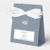 ビクトリアン-スタイル結婚の青と白い花 フェイバーボックス (正面サイド)