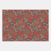 ビクトリアン スチームパンク 古い鍵 花束 赤いポピー ラッピングペーパーシート (正面)