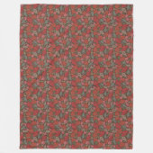 ビクトリアン スチームパンク 古い鍵 赤いポピー フリースブランケット (正面)