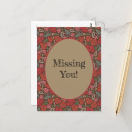 ビクトリアン スチームパンク 古い鍵 赤いポピー ポストカード