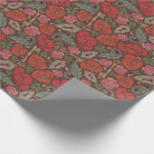 ビクトリアン スチームパンク 古い鍵 赤いポピー ラッピングペーパー (角)