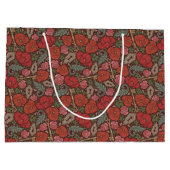 ビクトリアン スチームパンク 古い鍵 赤いポピー ラージペーパーバッグ (裏面)